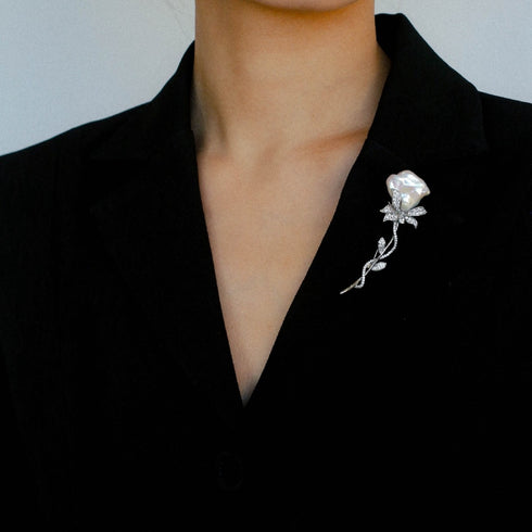 Rose Baroque Pearl Brooch - House Of Pearls