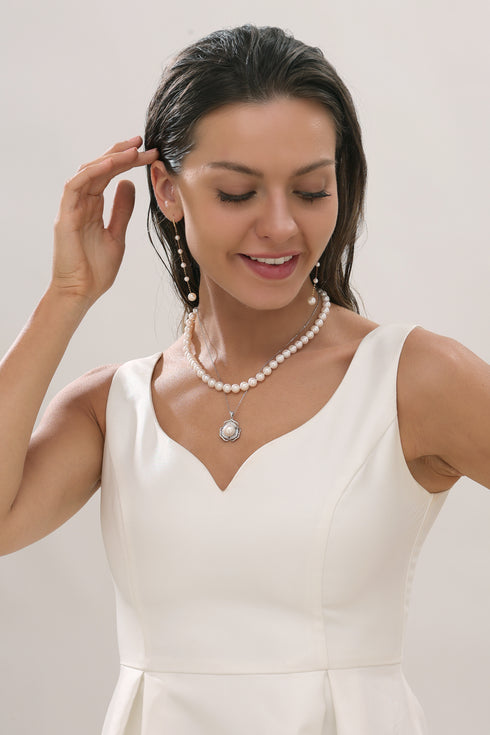 Freshwater Pearl Dangle Cluster Earrings 18K Gold - House Of Pearls