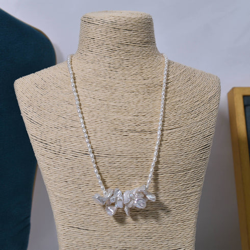 Keshi Freshwater Pearl Butterfly Pendant Collar Necklace - House Of Pearls