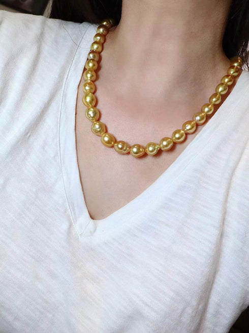 11-13mm Golden South Sea Baroque Pearl Strand - Necklaces made with hand-selected pearls from House of Pearls