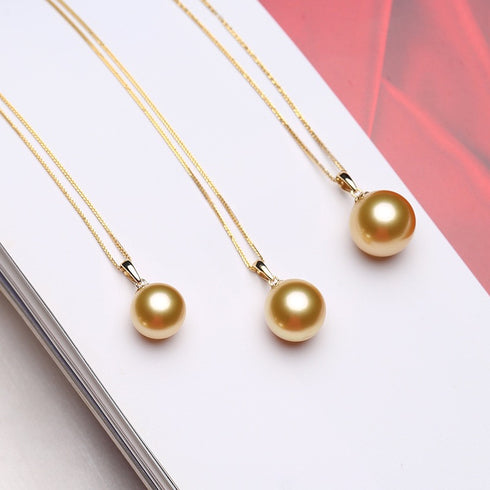 12-13mm Golden South Sea Pearl Classic Solitaire Pendant Necklace - GUILD Certified - Necklaces made with hand-selected pearls from House of Pearls