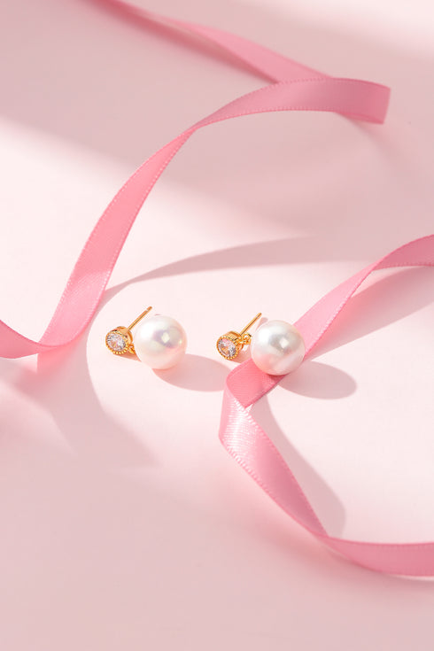 10-11mm Freshwater Edison Pearl Zirconia Earrings - Earrings made with hand-selected pearls from House of Pearls