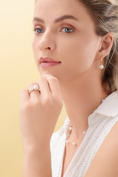 10-11mm Freshwater Pearl & Classic Hoops Earrings - Earrings made with hand-selected pearls from House of Pearls