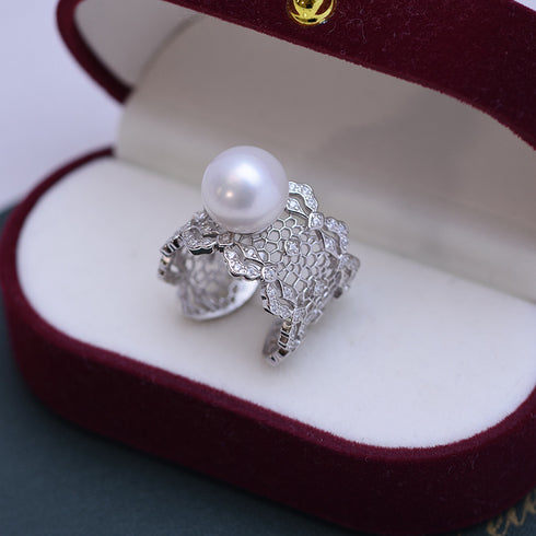 10-11mm Freshwater Pearl& Demelza Ring - Rings made with hand-selected pearls from House of Pearls