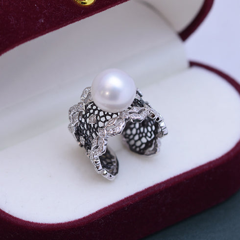 10-11mm Freshwater Pearl& Demelza Ring - Rings made with hand-selected pearls from House of Pearls