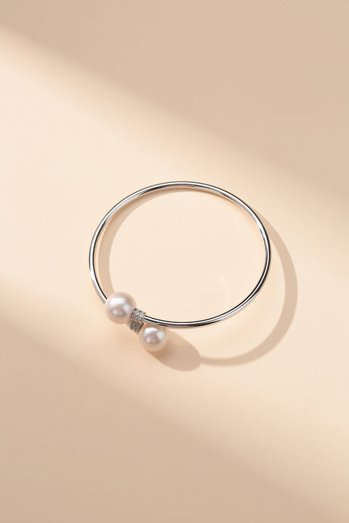 10-11mm Freshwater Pearl Elegant Open Bangle Bracelet - Bracelets made with hand-selected pearls from House of Pearls