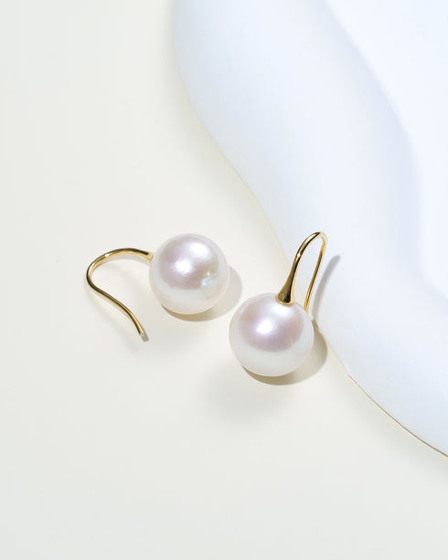 10–11mm freshwater pearl hook earrings, gold-tone hooks, set of 2