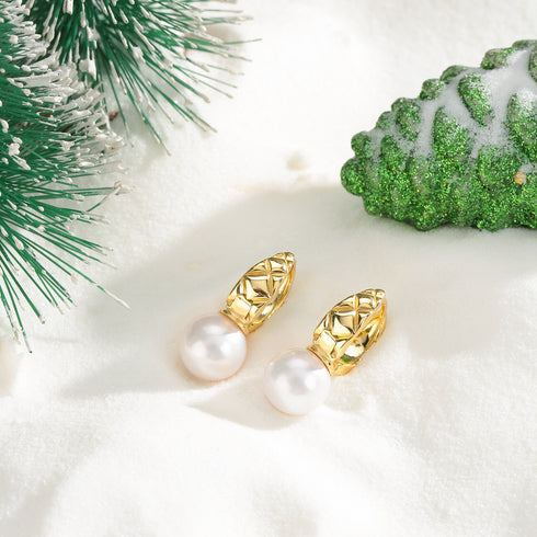 10-11mm Freshwater Pearl Thick Hoop Earrings - Earrings made with hand-selected pearls from House of Pearls