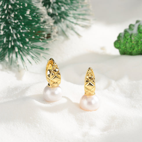 10-11mm Freshwater Pearl Thick Hoop Earrings - Earrings made with hand-selected pearls from House of Pearls