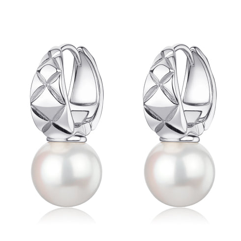 10-11mm Freshwater Pearl Thick Hoop Earrings - Earrings made with hand-selected pearls from House of Pearls