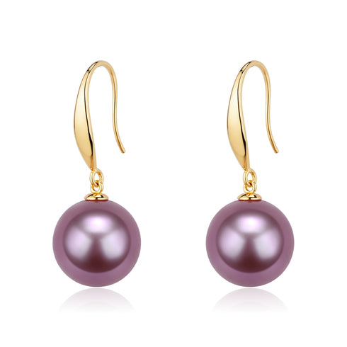 11-12mm Purple Pearl Hook Earrings - Earrings made with hand-selected pearls from House of Pearls