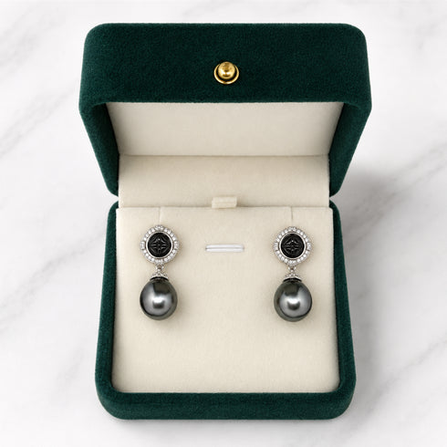 Tahitian South Sea Baroque Pearl Noir Crest Earrings
