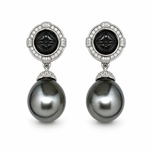 Tahitian South Sea Baroque Pearl Noir Crest Earrings