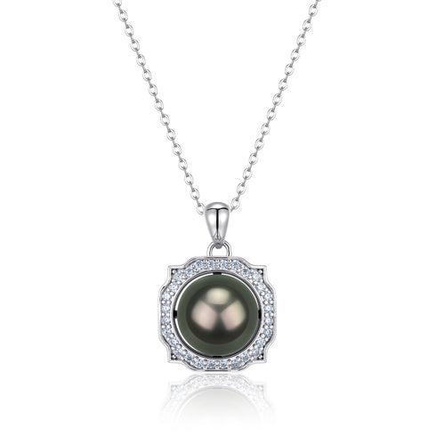 10–11mm Tahitian Pearl Halo Necklace & Earrings Set