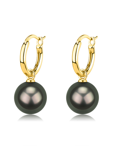 10-11mm Tahitian Pearl Hoop Earrings - Earrings made with hand-selected pearls from House of Pearls