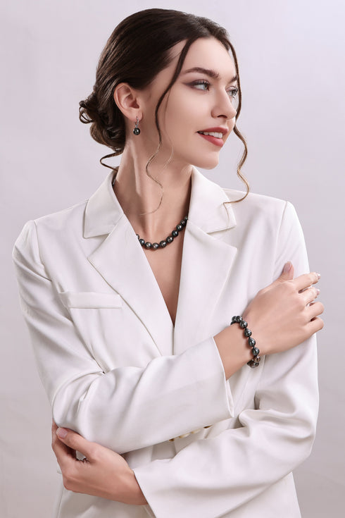 10-11mm Tahitian Pearl Hoop Earrings - Earrings made with hand-selected pearls from House of Pearls