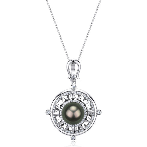 10-11mm Tahitian Pearl Sunflower Compass Pendant - Necklaces made with hand-selected pearls from House of Pearls