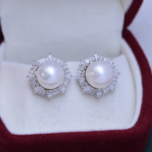 10-11mm White Freshwater Pearl & Aisling Earrings - Earrings made with hand-selected pearls from House of Pearls