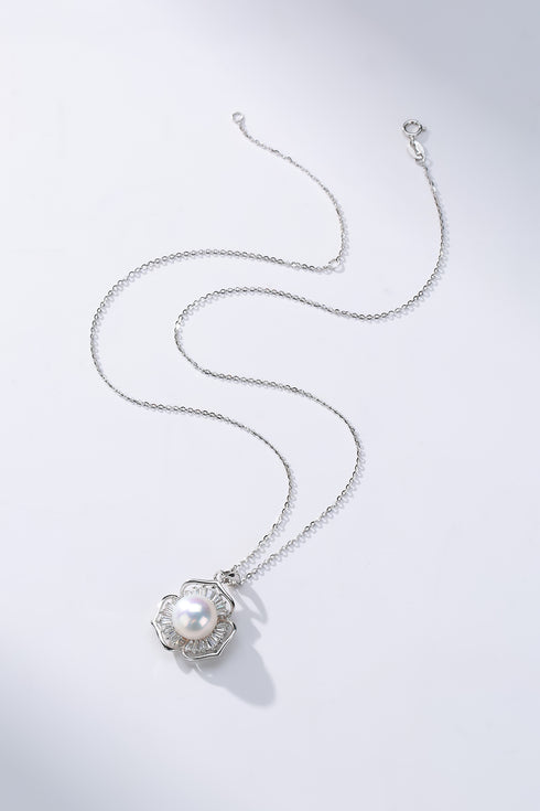 10-11mm White Freshwater Pearl Floral Pendant Necklace - Necklaces made with hand-selected pearls from House of Pearls