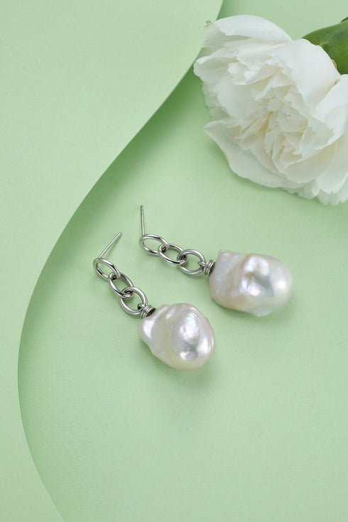 10-12mm Chain Bold Baroque Pearl Earrings - Earrings made with hand-selected pearls from House of Pearls