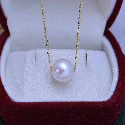 10-12mm Classic White Freshwater Pearl Floating Pendant Necklace - Necklaces made with hand-selected pearls from House of Pearls