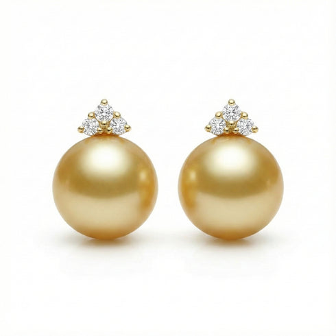 10-12mm Golden South Sea Pearl & Ellie Earrings 18K Gold - Earrings made with hand-selected pearls from House of Pearls