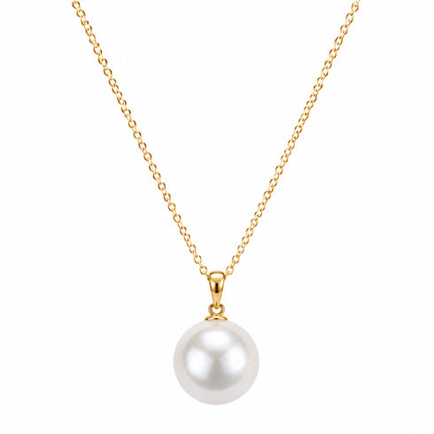 Classic Edison Pearl Pendant Necklace by House of Pearls-JT, gold chain with a white pearl pendant