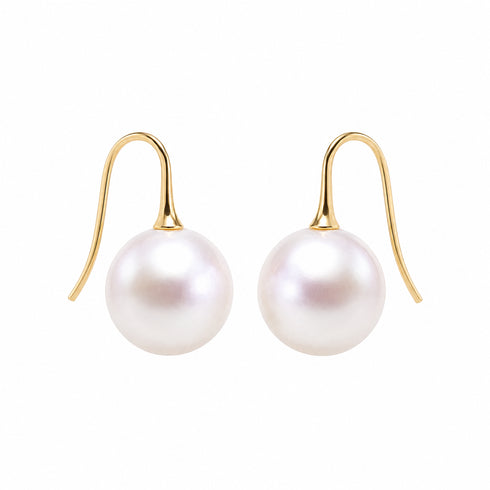 10–11mm freshwater pearl hook earrings, pair, gold-tone hooks, House Of Pearls - ZG