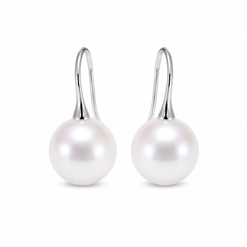 Earrings: 10–11mm freshwater pearl hook earrings with silver hooks, House Of Pearls - ZG