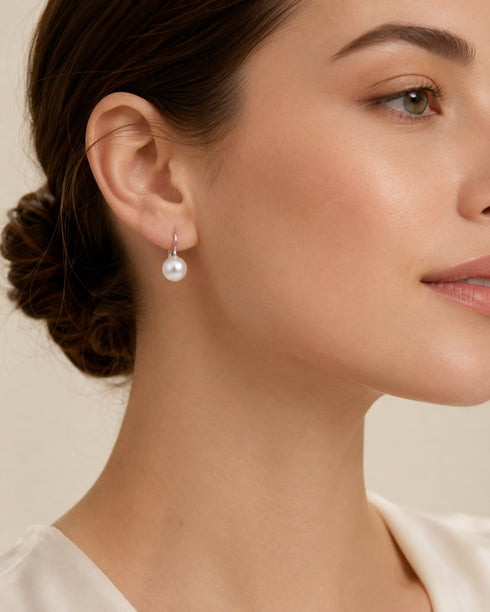 10–11mm freshwater pearl hook earrings with silver-tone hooks