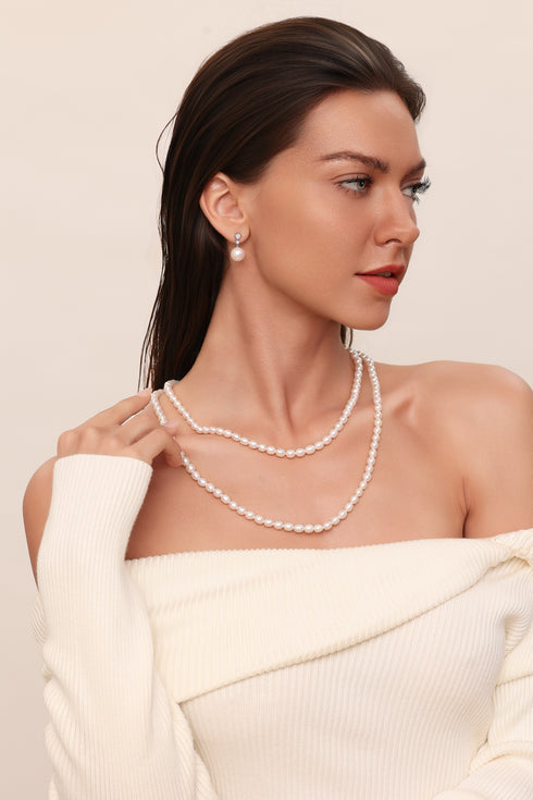 Drop earrings: 11–12mm freshwater pearl with zircon accents by House Of Pearls - ZG