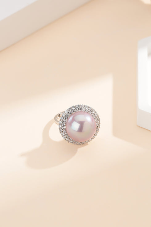 11-12mm Purple Pearl Cubic Zirconia Ring - Rings made with hand-selected pearls from House of Pearls