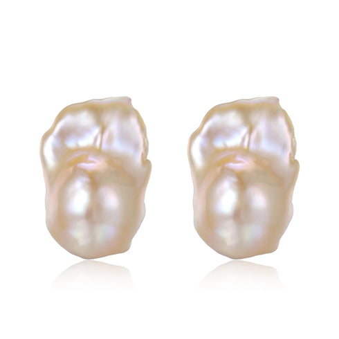 11–13mm pink bold baroque pearl stud earrings, 2 pcs, by House Of Pearls-TA