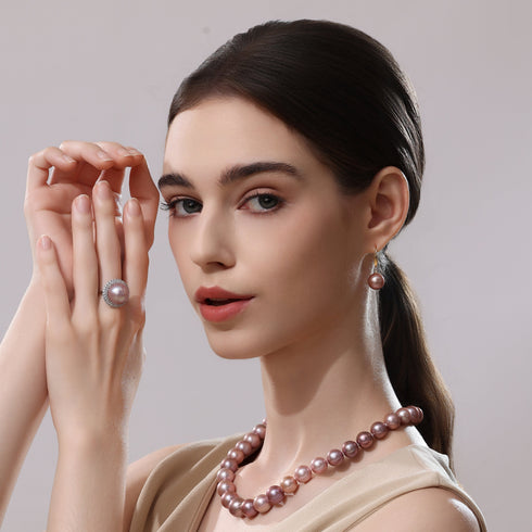 11-13mm Purple Freshwater Pearl Strand Necklace -AAA Quality - Necklace made with hand-selected pearls from House of Pearls