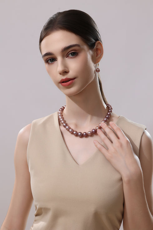 11-13mm Purple Freshwater Pearl Strand Necklace -AAA Quality - Necklace made with hand-selected pearls from House of Pearls
