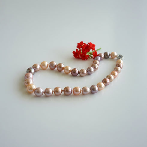 11–14mm multicolor freshwater pearl strand necklace in pastel tones