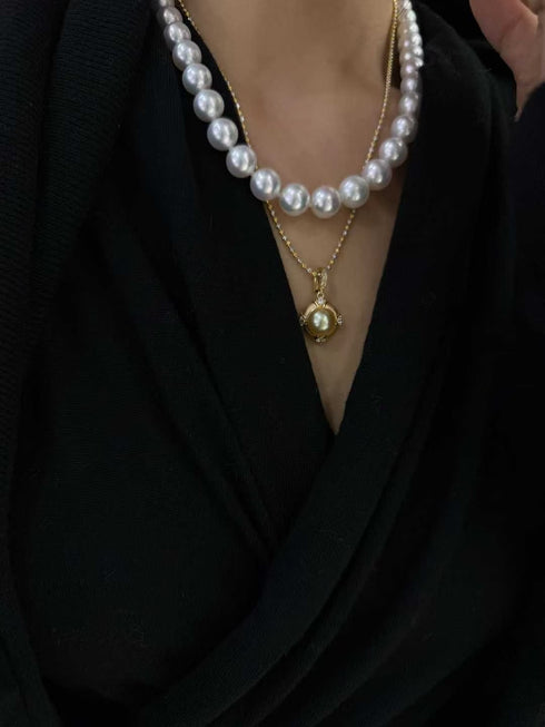 10-11mm South Sea Golden Pearl Buccellati-Inspired Pendant Necklace