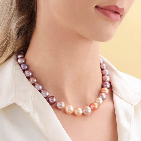 11-14mm Multicolor Freshwater Pearl Strand Necklace - House Of Pearls