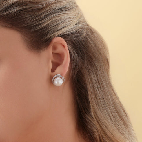 Freshwater Pearl & Rose Floral Earrings - House Of Pearls