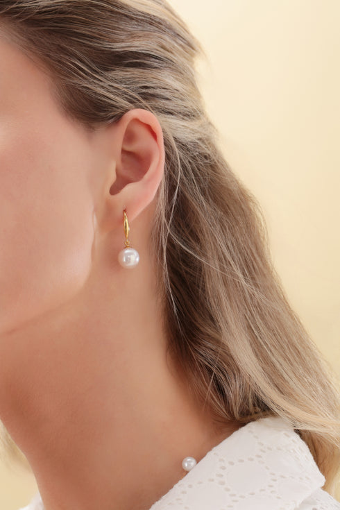 10-11mm Freshwater Pearl & Classic Hoops Earrings - House Of Pearls