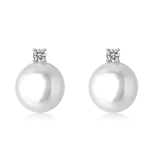 Sasha White Coin Baroque Pearl Stud Earrings
