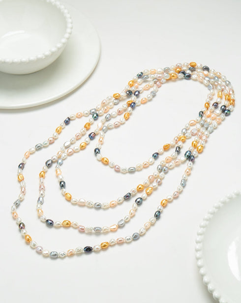 68-inch Length Multicolor Keshi Pearl Long Necklace - House Of Pearls