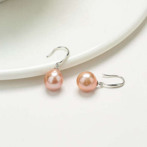 Classic Hook Pink Baroque Pearl Earrings - House Of Pearls