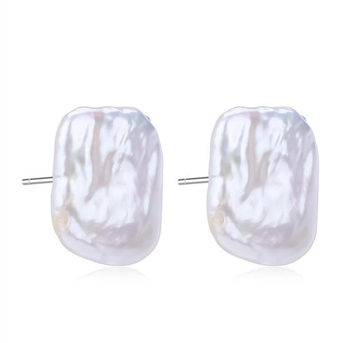 White Baroque Freshwater Pearl Stud Earrings - House Of Pearls