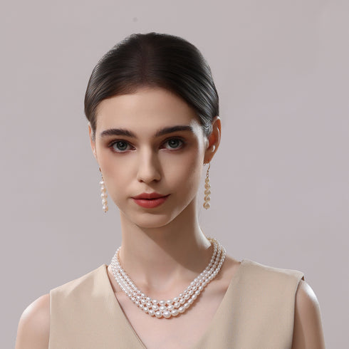 Layered Gradient Freshwater Rice Pearl Necklace - Necklaces made with hand-selected pearls from House of Pearls