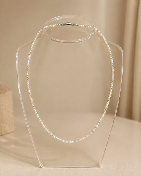 Dainty freshwater pearl strand necklace, 2–3mm white pearls, House Of Pearls - JG