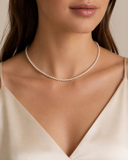 Dainty freshwater pearl strand necklace, 2–3mm pearls, House Of Pearls - JG