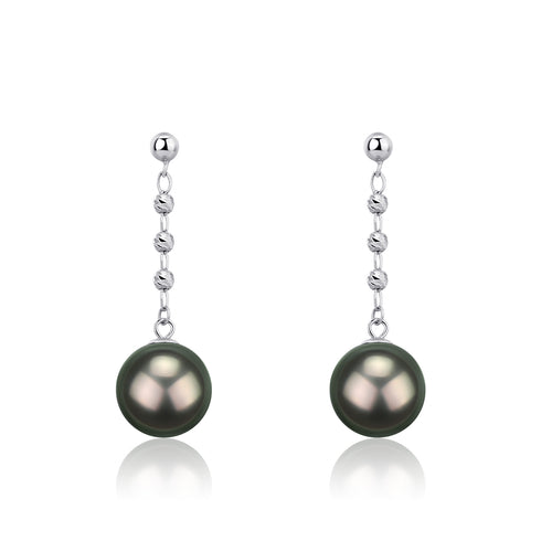 8-9mm Tahitian Pearl & Beaded Long Drop Earrings - House Of Pearls