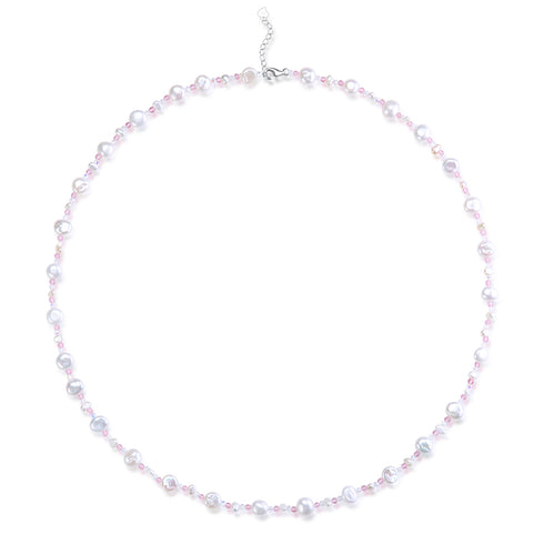 Baroque Freshwater Pearl Necklace with Pastel Beads - House Of Pearls