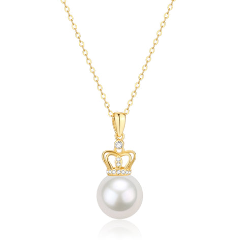 11-12mm Freshwater Pearl & Crown Pendant Necklace - House Of Pearls